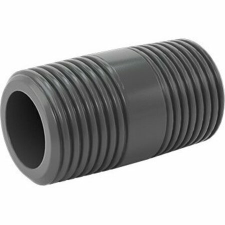 BSC PREFERRED Thick-Wall Dark Gray PVC Pipe Nipple for Water Threaded on Both Ends 1/2 NPT 1-1/2 Long 4882K24